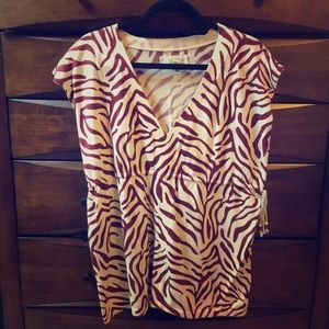 Maroon zebra print sweater tank